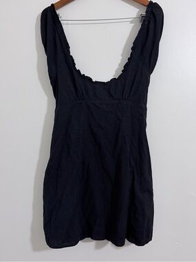 Free People Boho Black Mini Linen Dress Size M